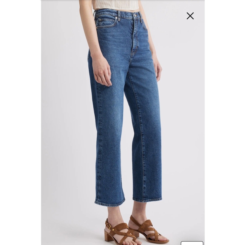 FRAME Le Jane Crop Jeans Medium Wash High Rise Wide Leg Denim Size 30 - Picture 3 of 13